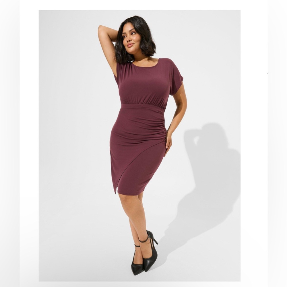 Torrid plus-Size Knee Length Studio Knit Faux Wrap Dress